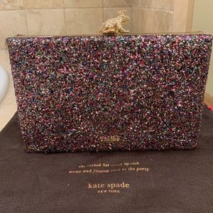 Kate Spade I Kissed A Frog Multi Glitter Clutch